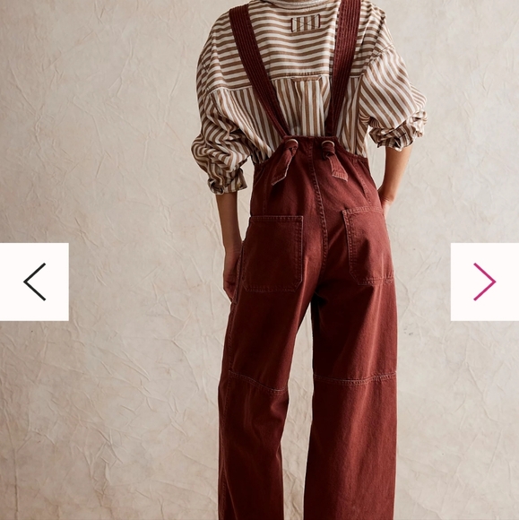 FREE PEOPLE ( WE THE PEOPLE) BROWN OVERALLS SIZE XL WIDE LEG - Picture 3 of 12